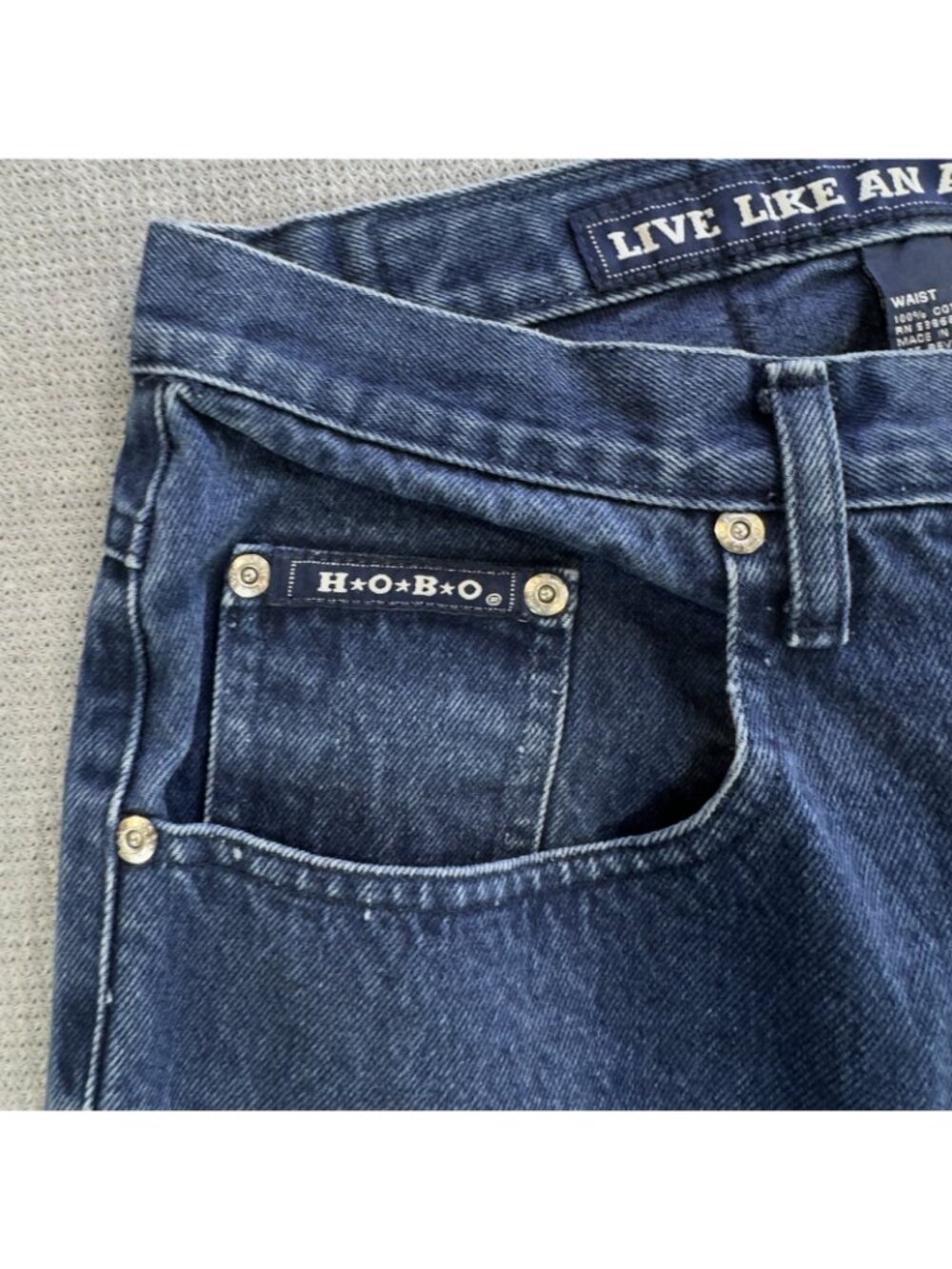 Vtg HOBO Live Like An American Jean Shorts Mens Size 31 Denim Loose Fit Blue - Picture 5 of 14